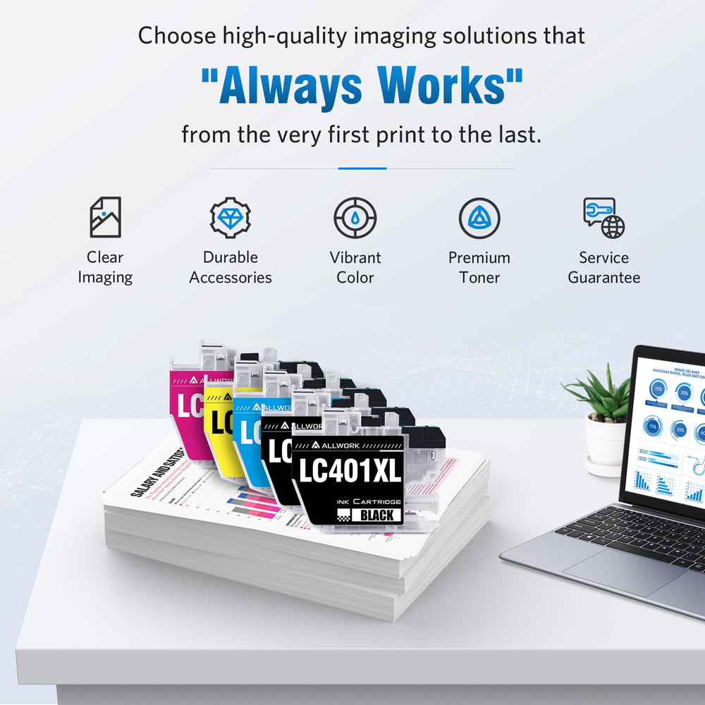 ALLWORK LC401XL cyan ink cartridge front for vivid prints