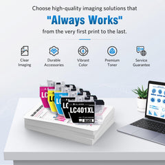ALLWORK LC401XL cyan ink cartridge front for vivid prints