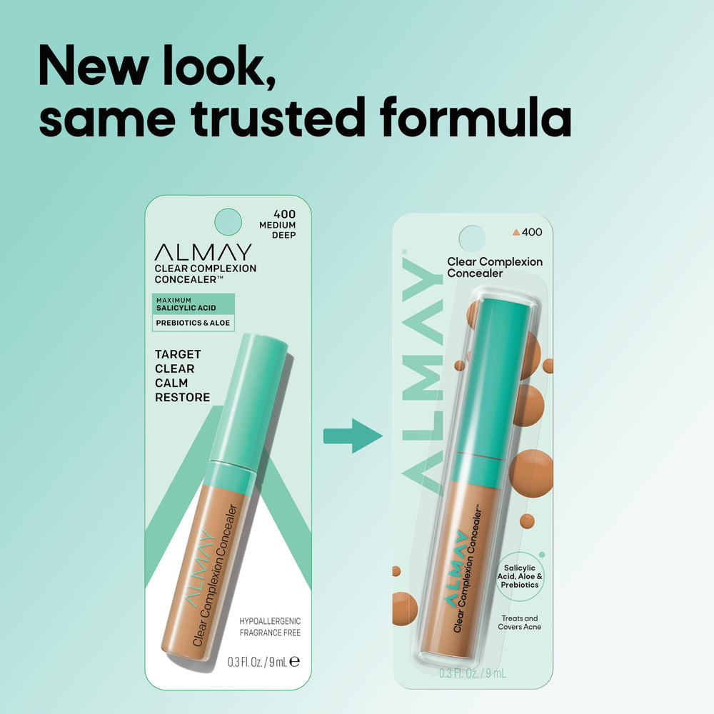 Almay Clear Complexion Concealer close-up showing subtle pore-blurring effect.