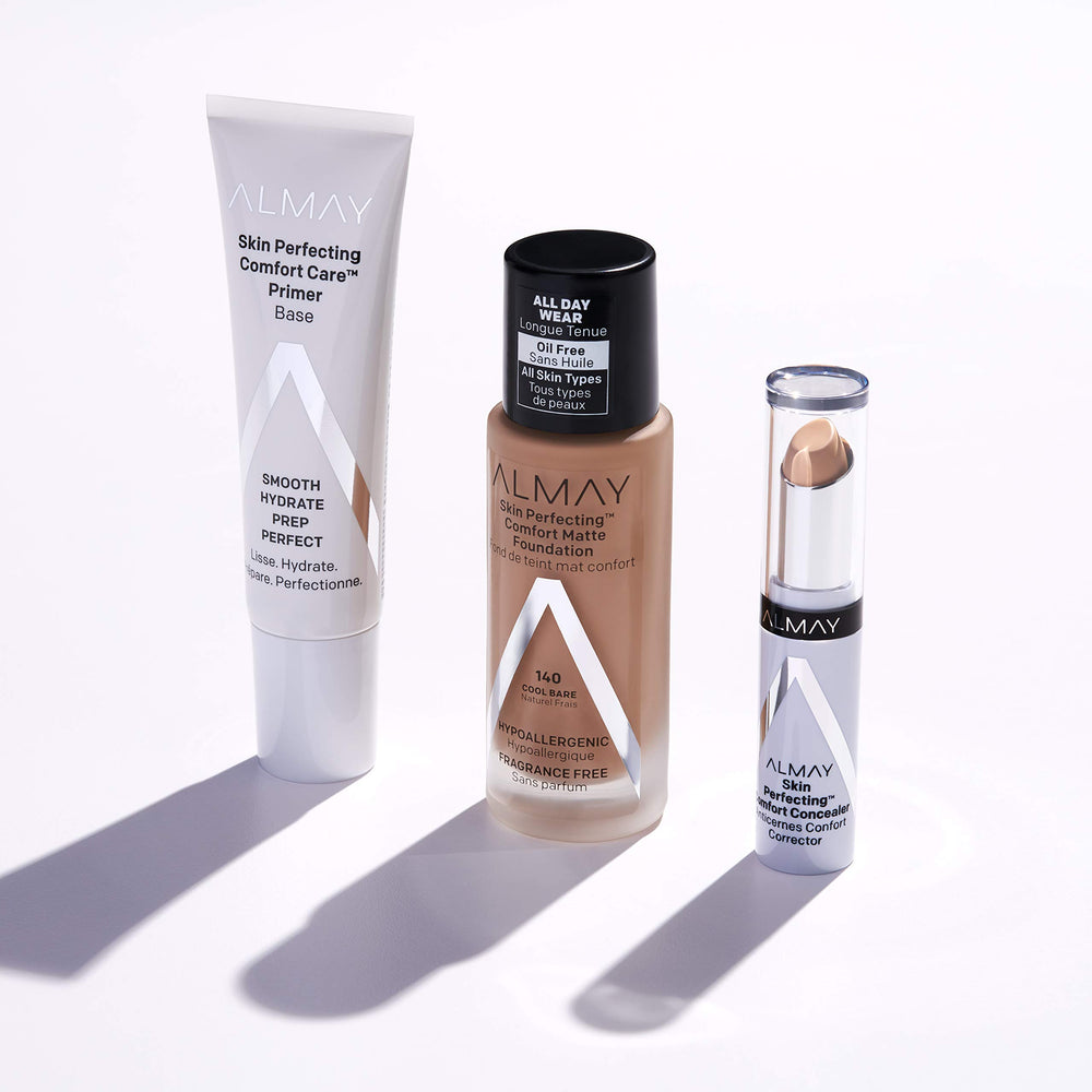 Almay concealer packaging highlighting fragrance-free and dermatologist-tested claims.