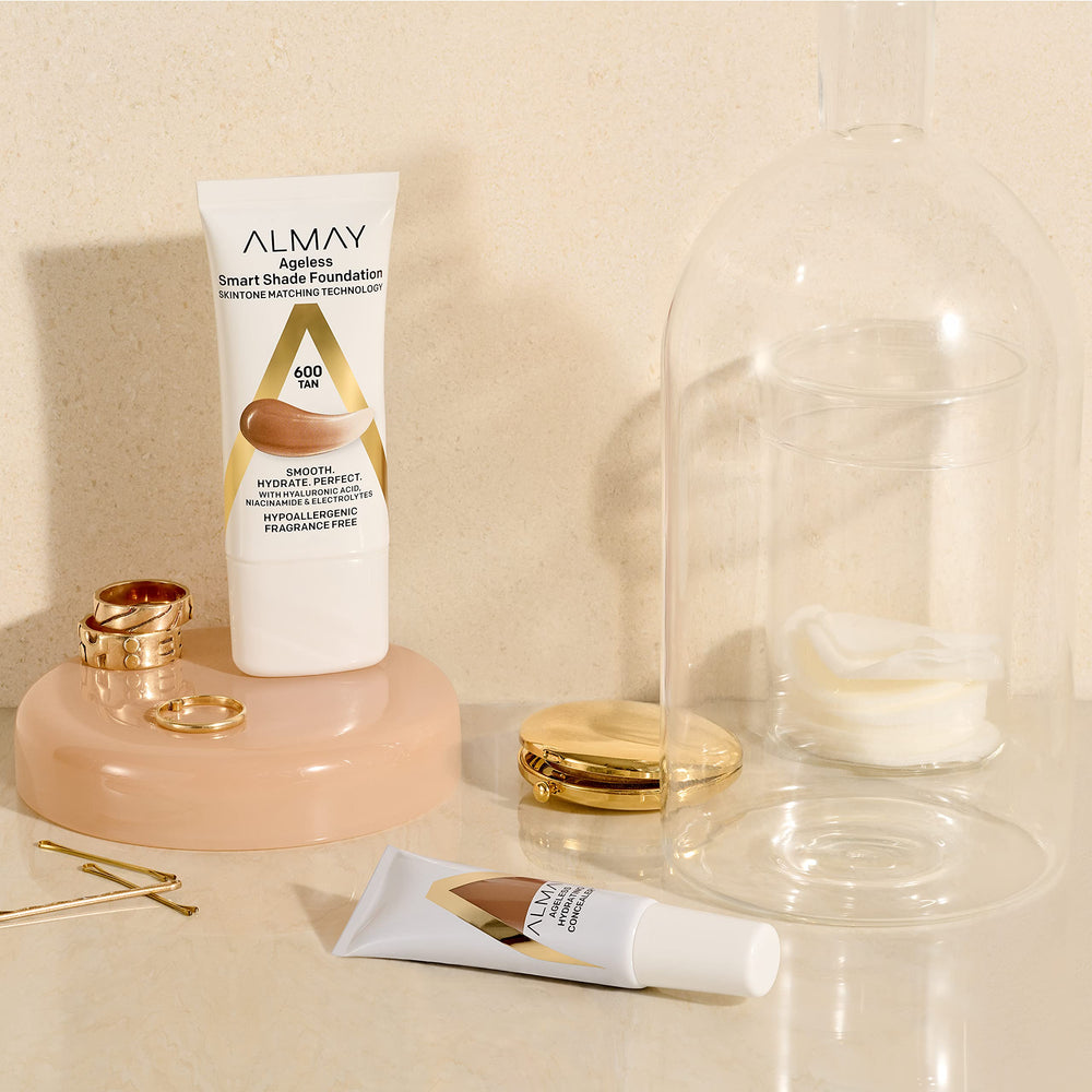Shade swatch of Almay Smart Shade Foundation on skin showing natural finish.
