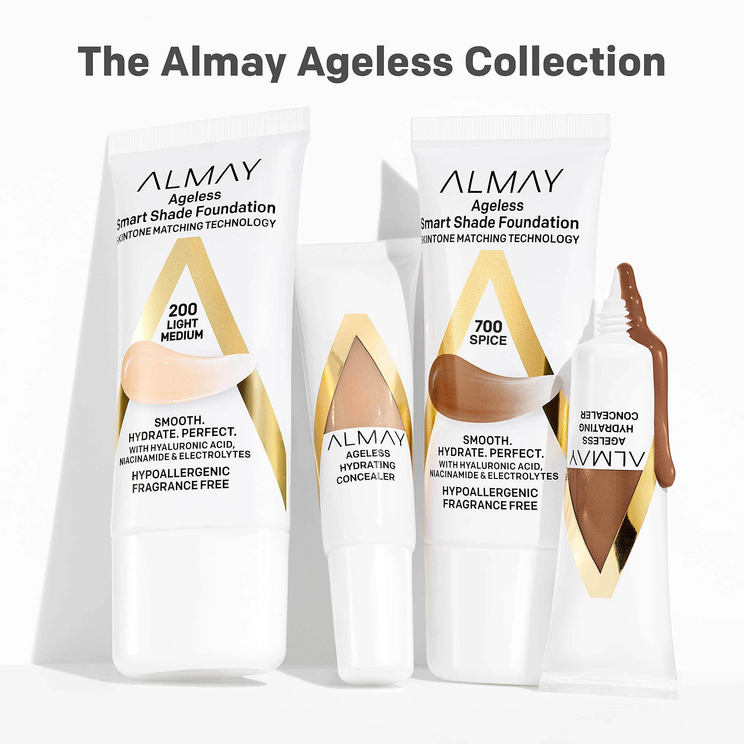 Texture swirl of Almay Smart Shade Foundation being applied to skin.