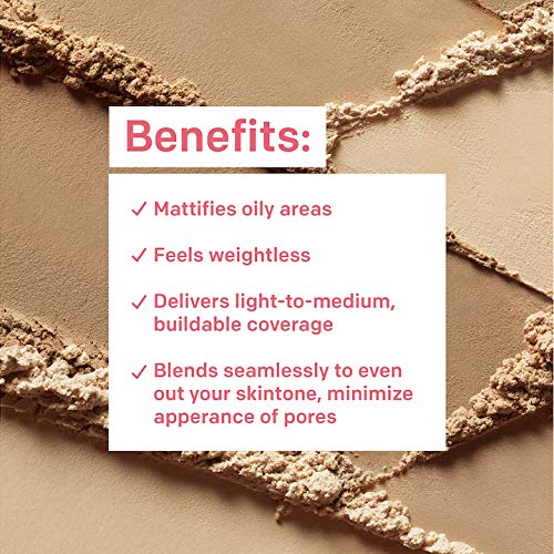 Open compact reveals powder ready for quick setting and touch-ups.