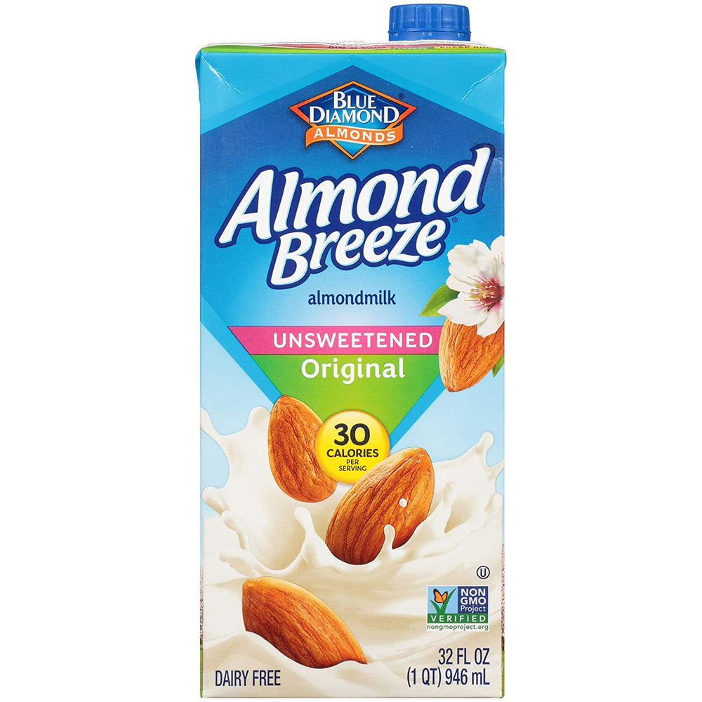 Six individual 32-ounce boxes shown in the Almond Breeze pack.