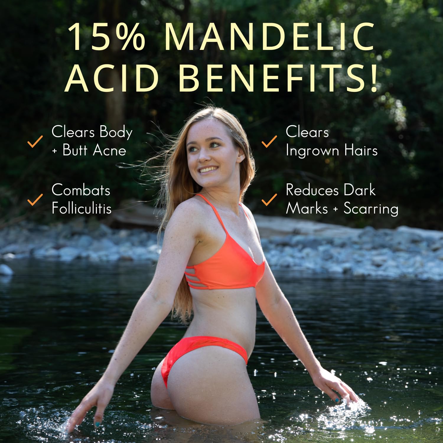 Back-area application of Almond Clear Level 2 serum on the body