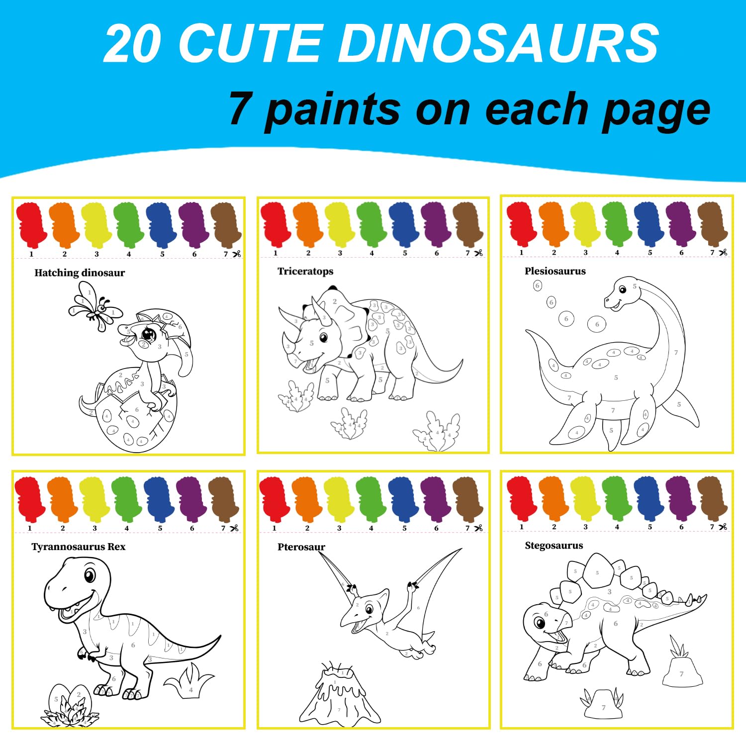 ALNETI Dino paint book page showcases dinosaurs, inspiring imaginative color experiments.
