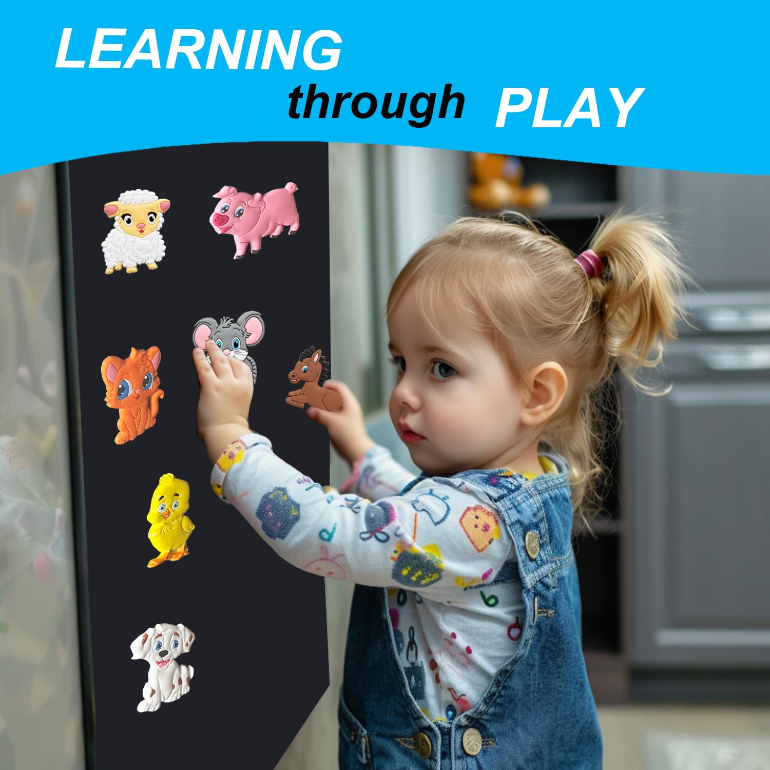 ALNETI farm magnets on fridge support classroom-style early learning and creativity.