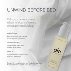 Alo magnesium oil spray being applied to skin for fast absorption.