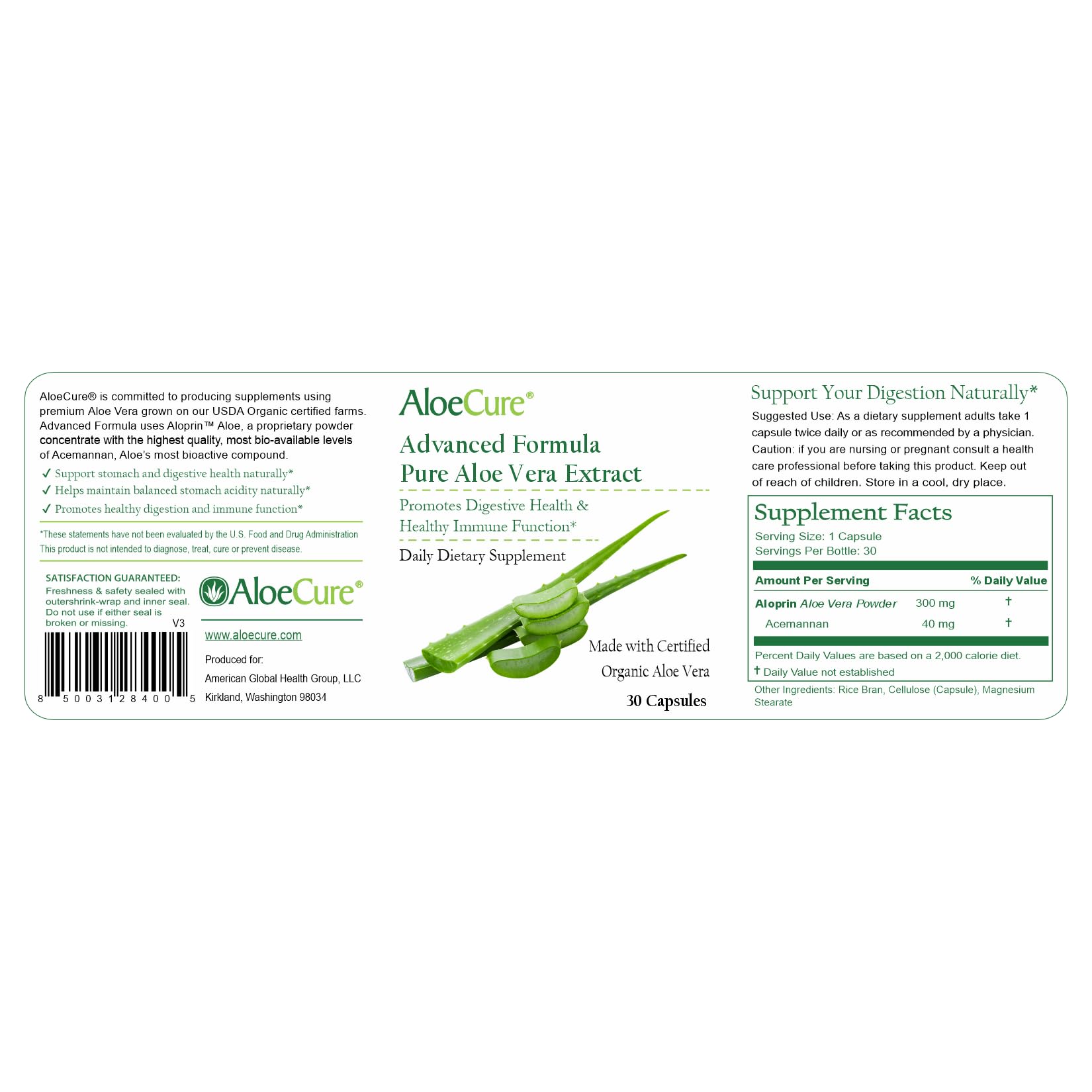AloeCure Digestive balance scene suggests comfortable digestion over time.