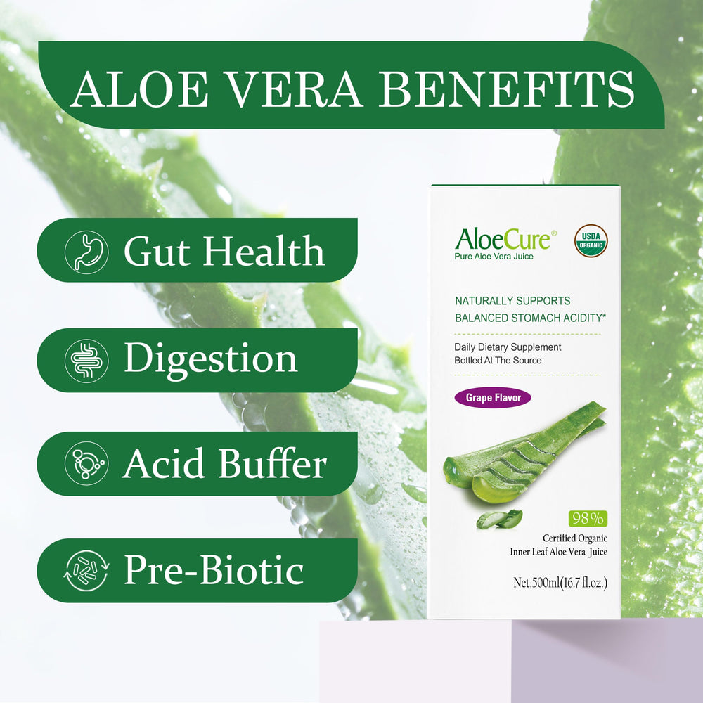 AloeCure inner leaf gel aloe juice 98-7% purity for gentle digestion support
