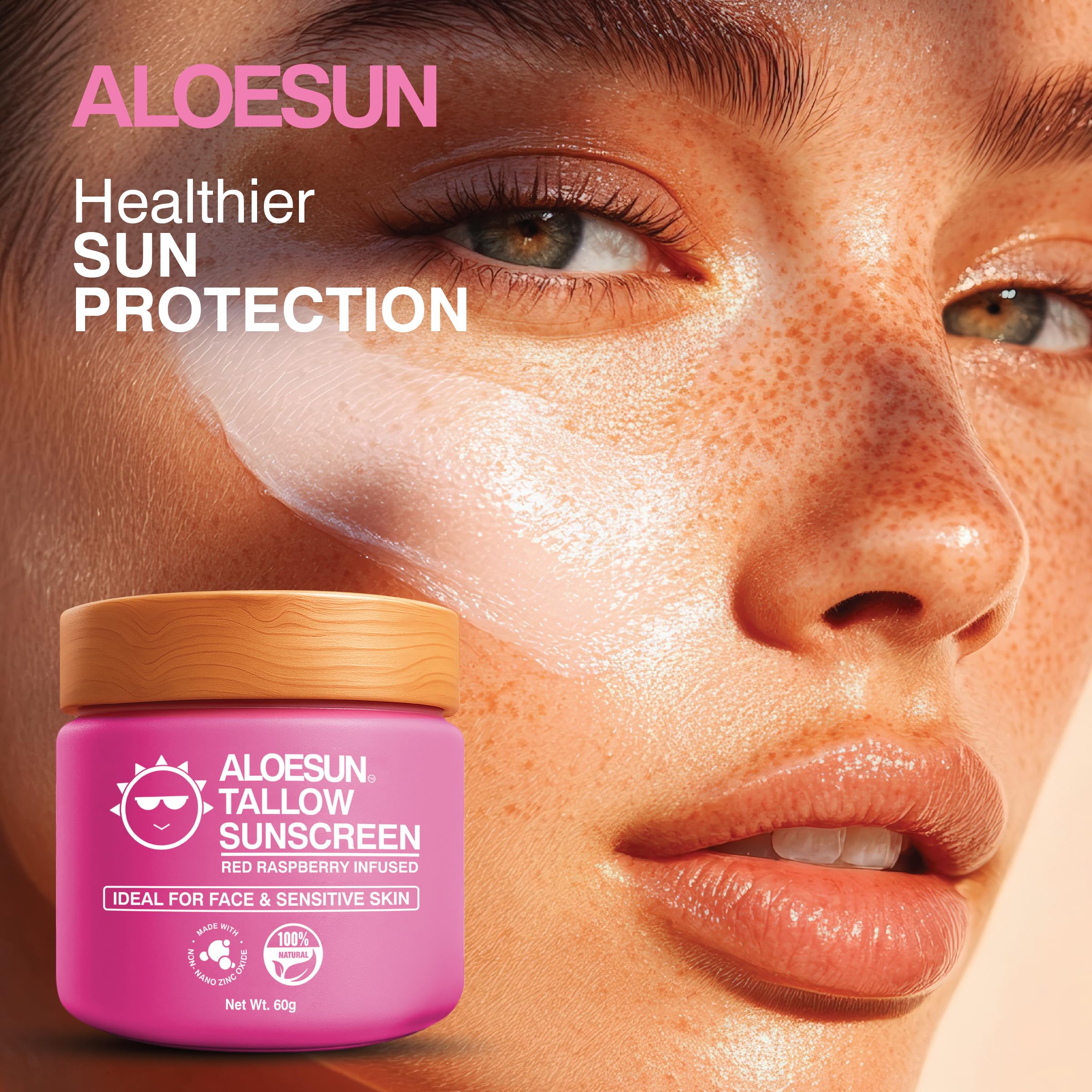 ALOESUN sunscreen texture close-up, creamy and non-greasy