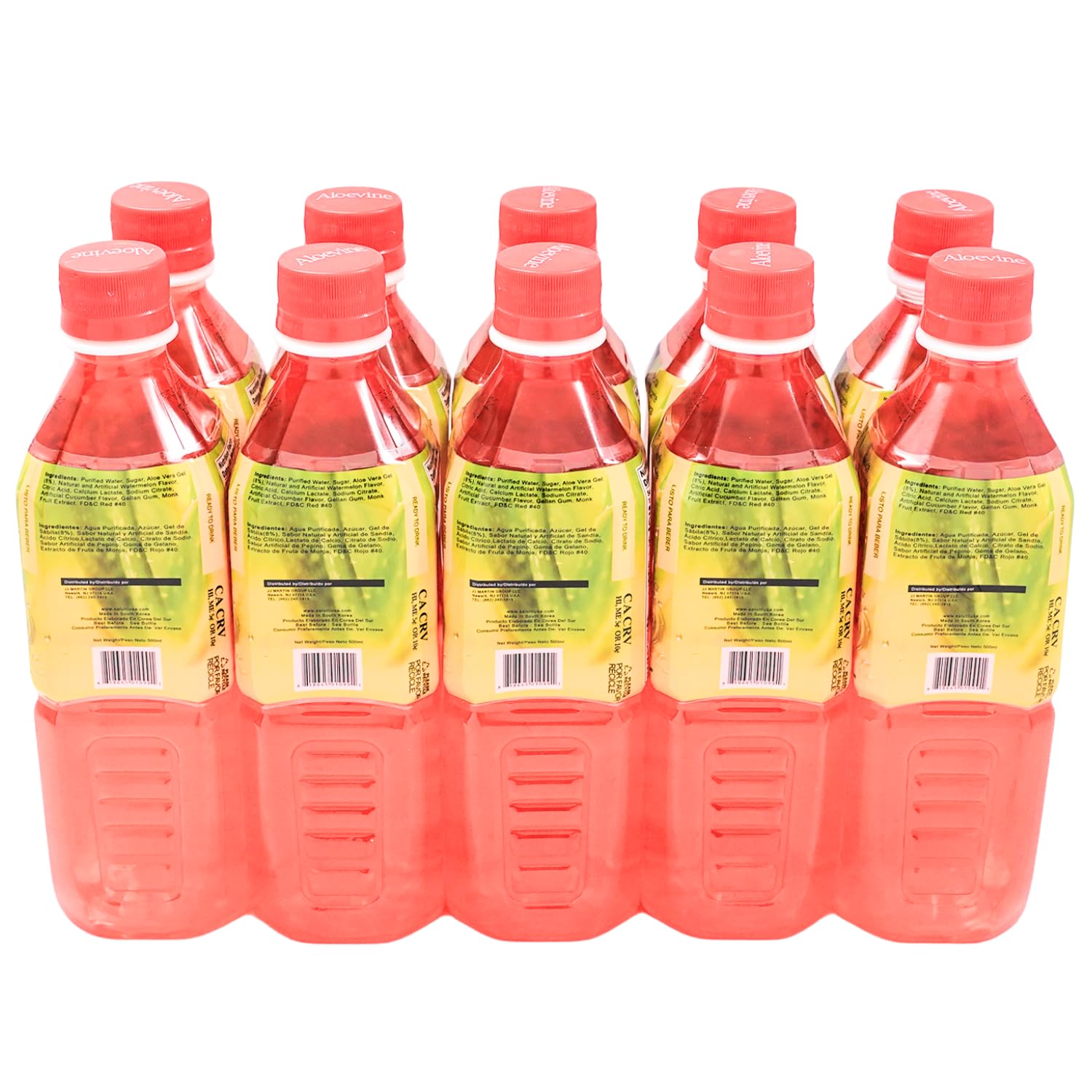 Aloevine Watermelon Aloe drink label highlighting plant-based hydration.