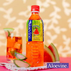 Aloevine Watermelon Aloe served in a glass, perfect as a mixer.
