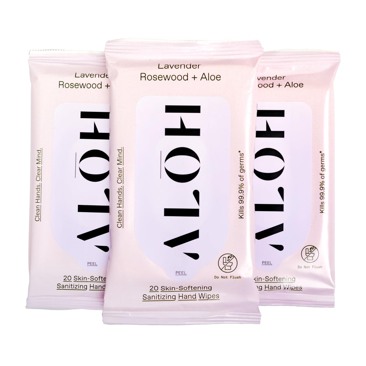 ALŌH antibacterial wipes lavender rosewood bottle — luxurious hydration and quick on-the-go cleansing