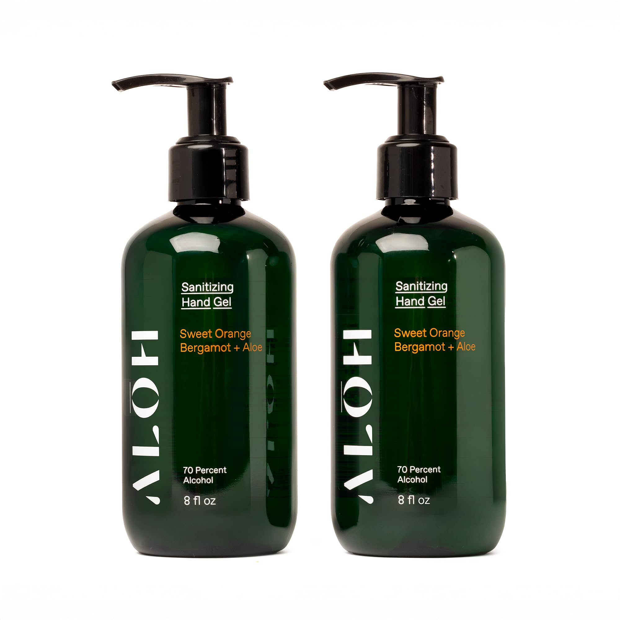 ALOH hand gel 2-pack close-up of bottle showing citrus scent and 70% alcohol