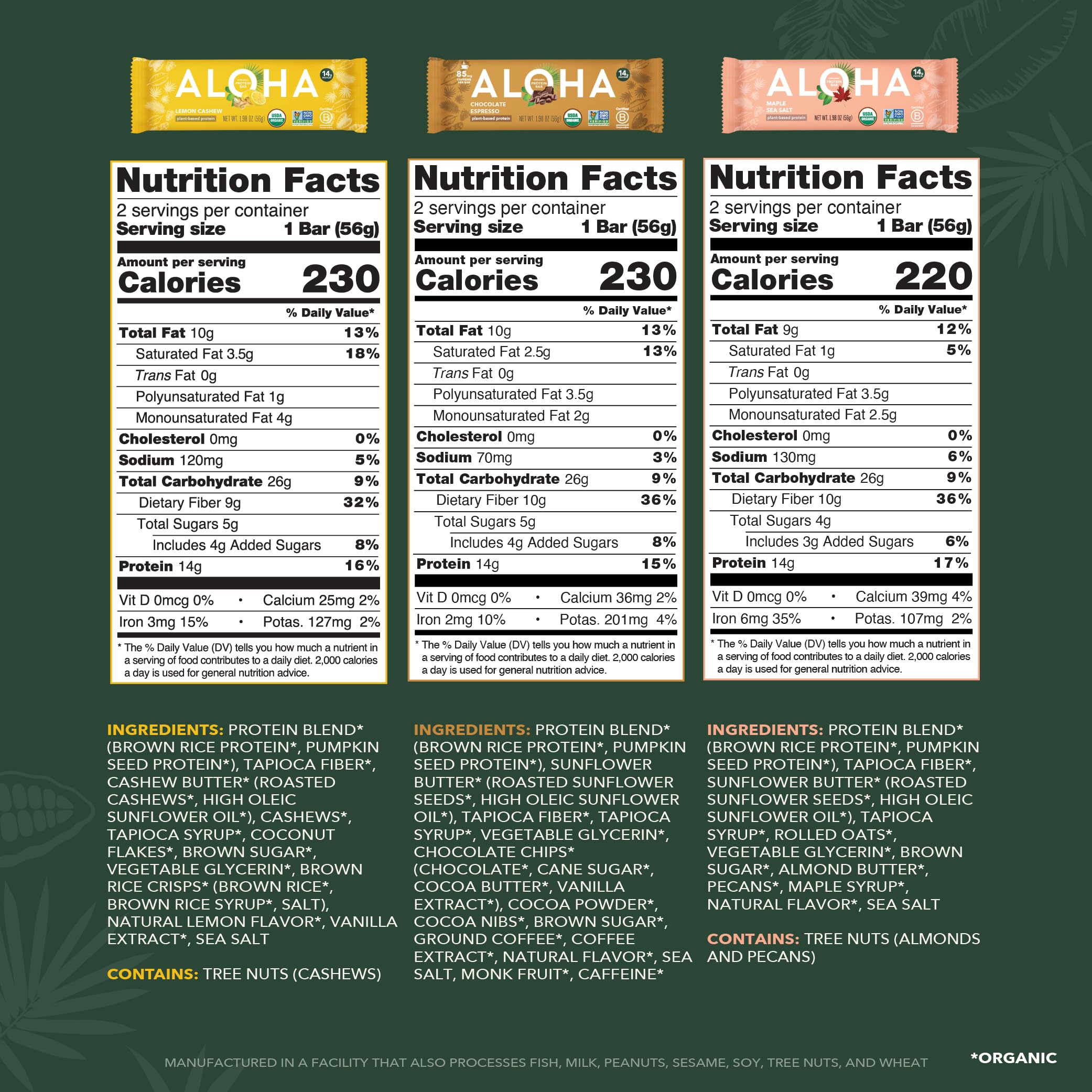 ALOHA Bar Oatmeal Chocolate Chip highlights plant protein for steady energy during tasks