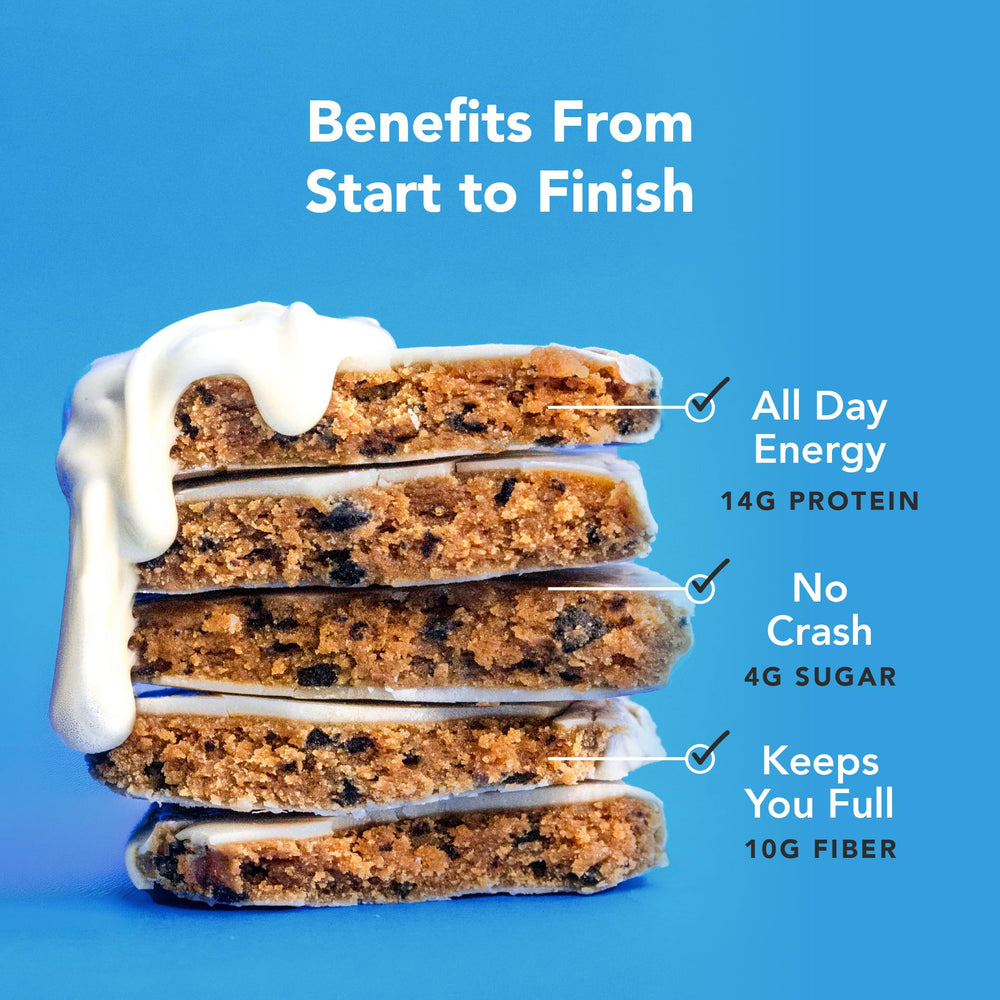 Bar on plate ready to snack, showcasing a convenient vegan energy source.