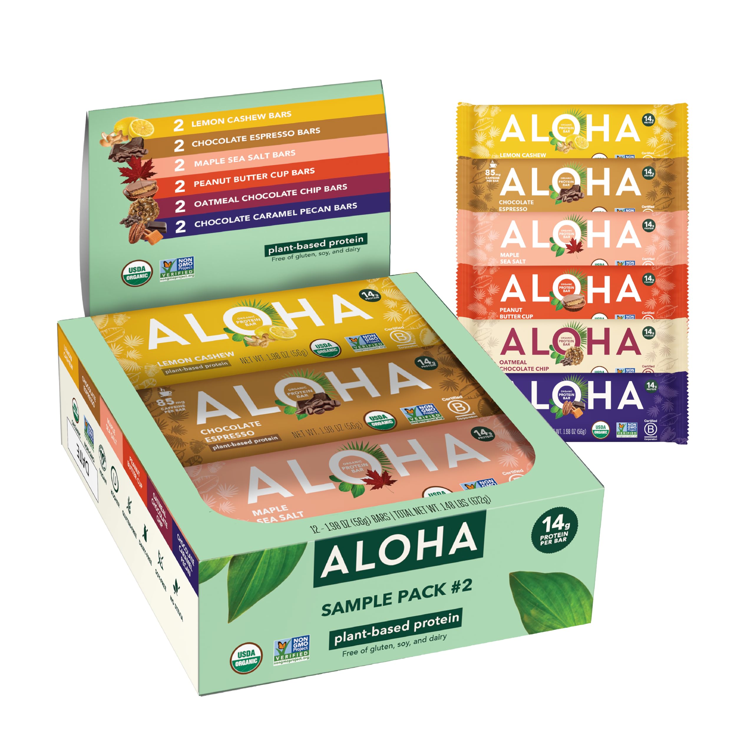 ALOHA Bar Peanut Butter Cup in a sampler pack showing rich, protein-packed snacking for on-the-go energy