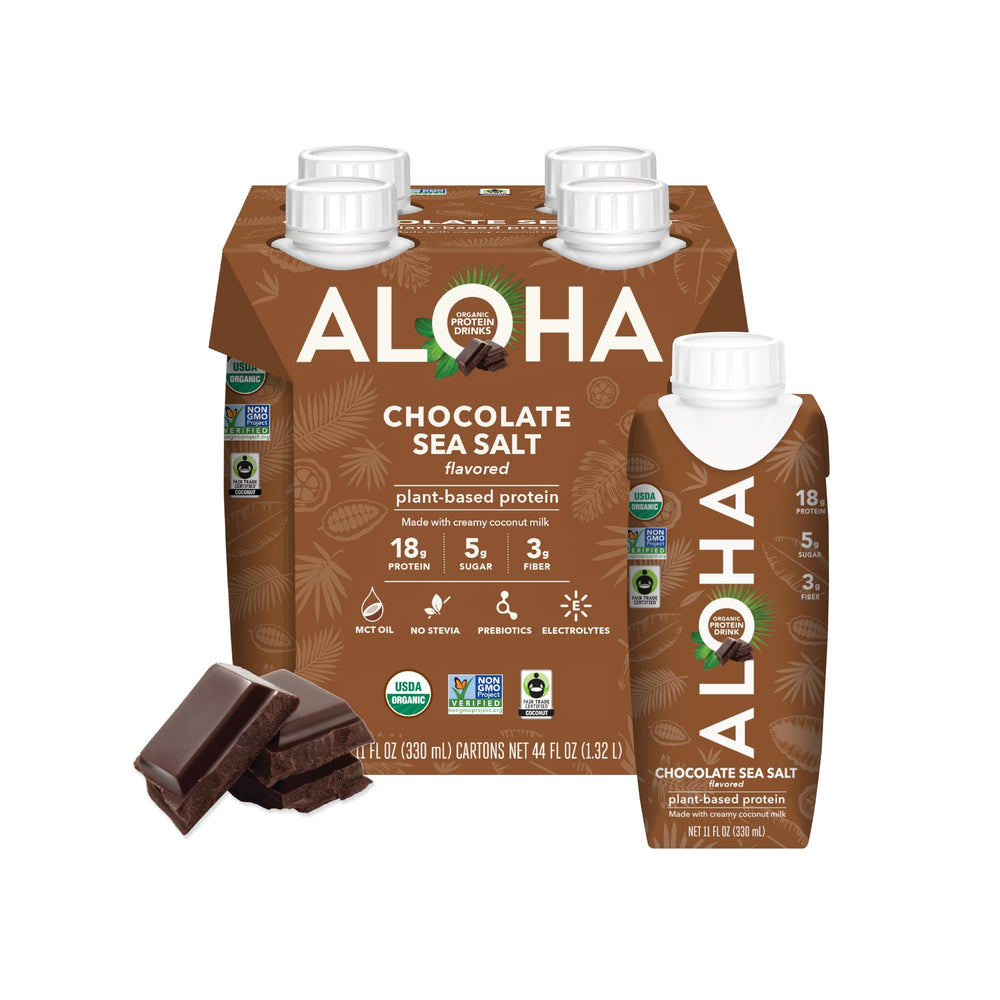 ALOHA packaging recyclable tetra pak communicates sustainability and freshness.