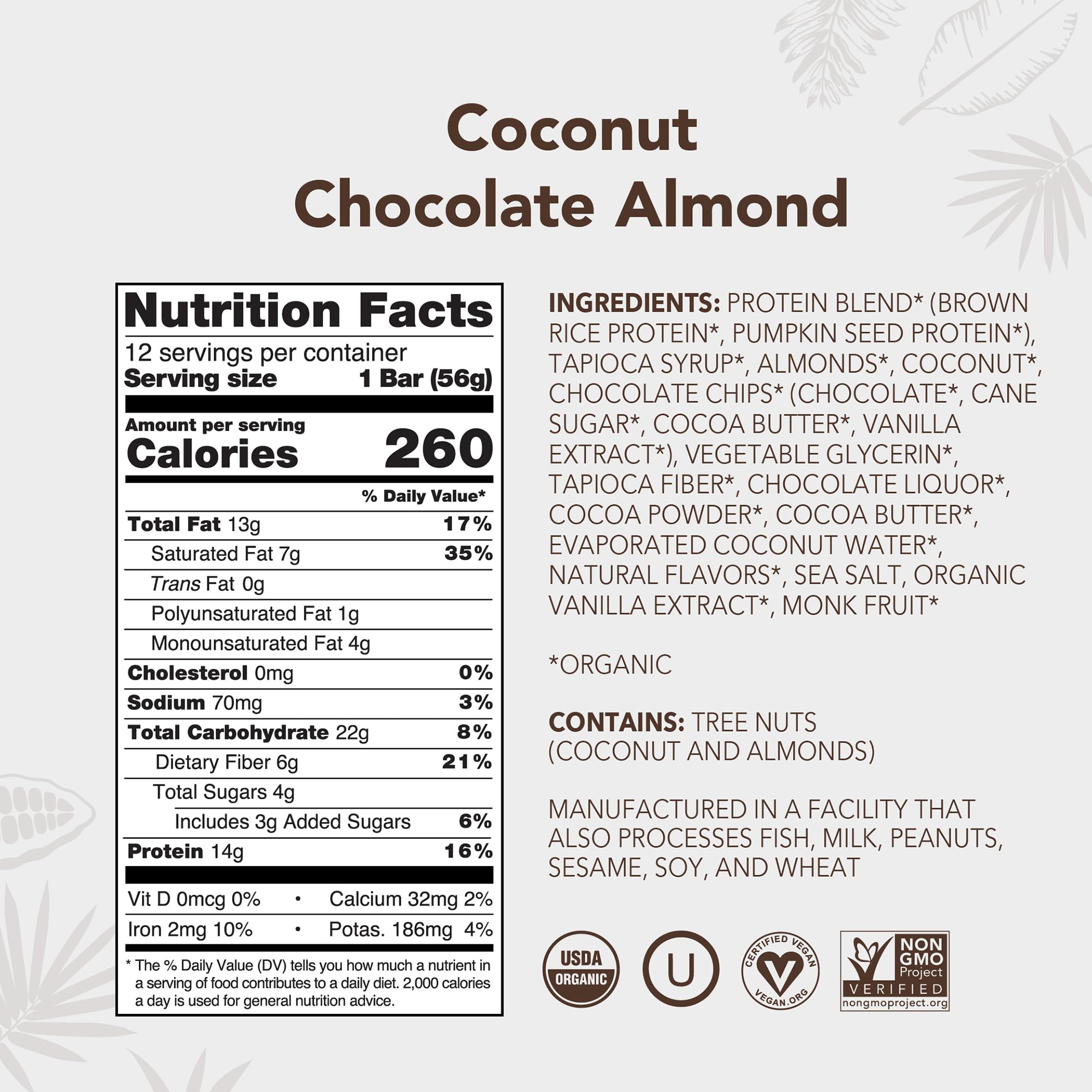 ALOHA bar close-up ingredients highlighting organic brown rice and pumpkin seed protein