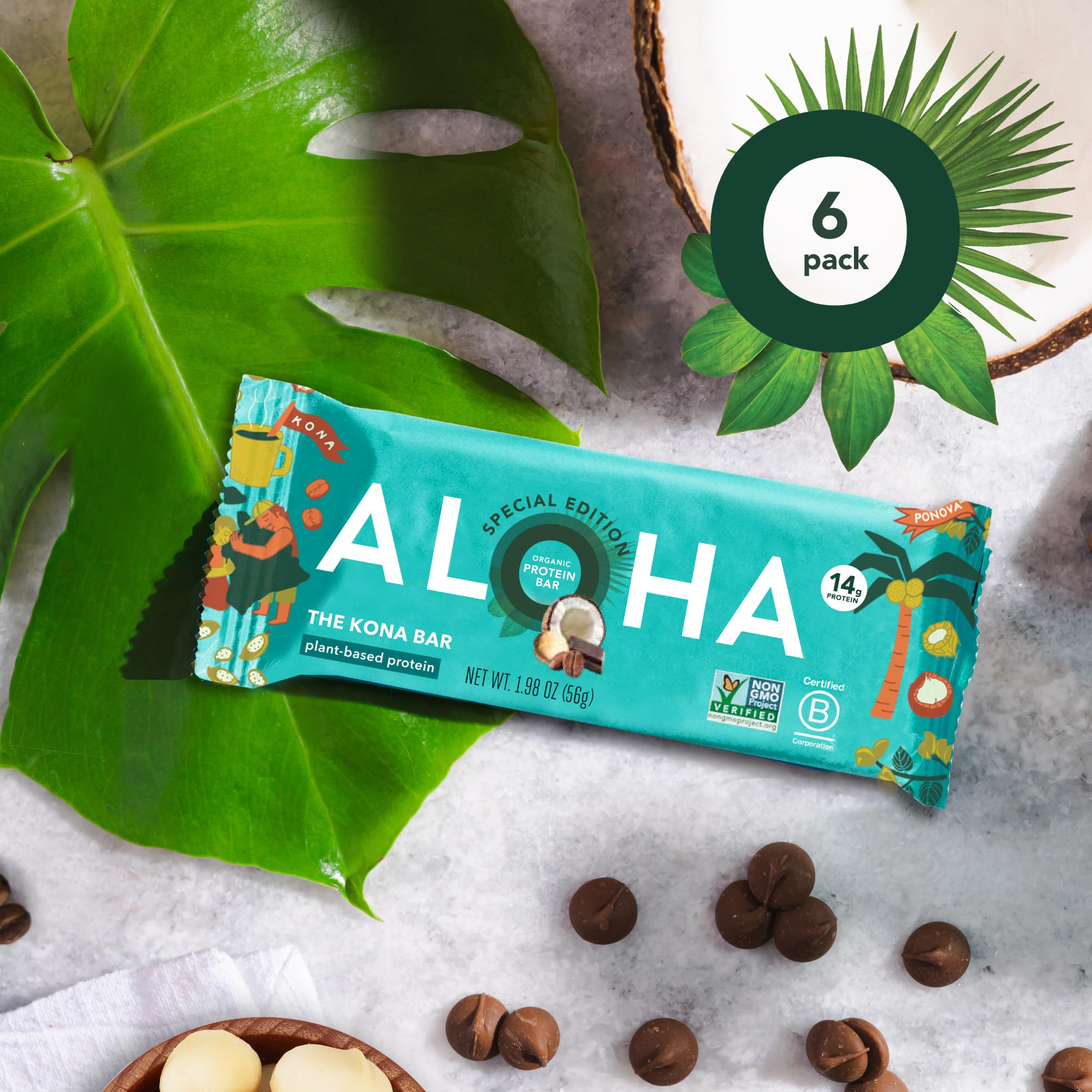 ALOHA Kona Bar Special Edition ingredient chart conveys transparent nutrition.