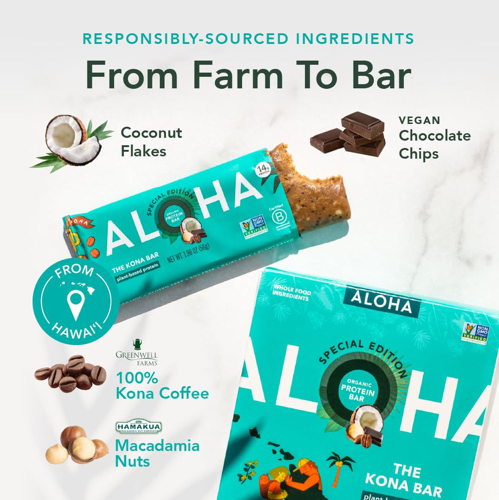 ALOHA Kona Bar Special Edition macadamia nuts closeup highlights premium texture and crunch.