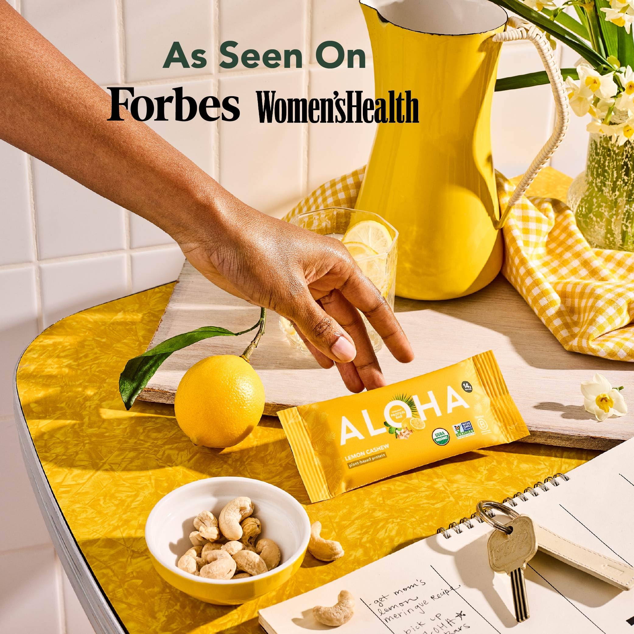 ALOHA Lemon Cashew Bar road-trip friendly snack for steady nourishment.