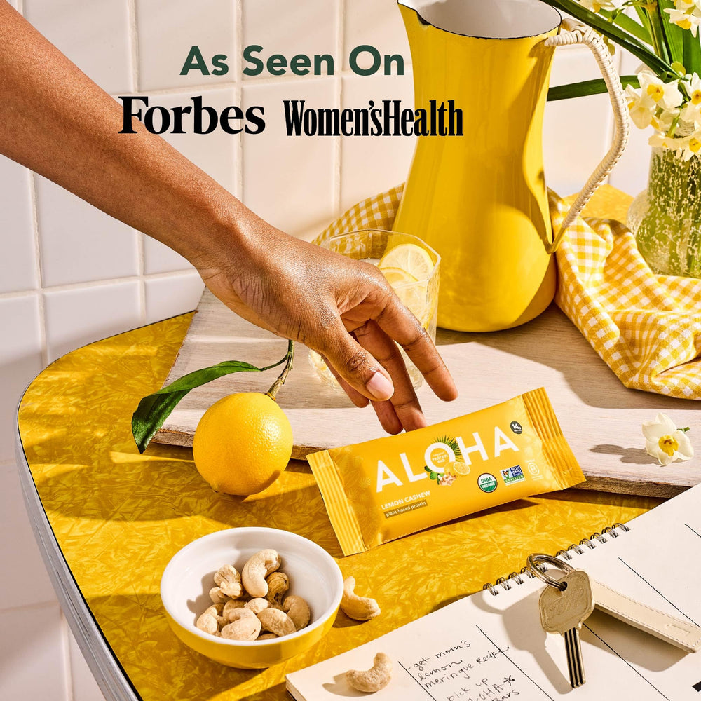 ALOHA Lemon Cashew Bar road-trip friendly snack for steady nourishment.