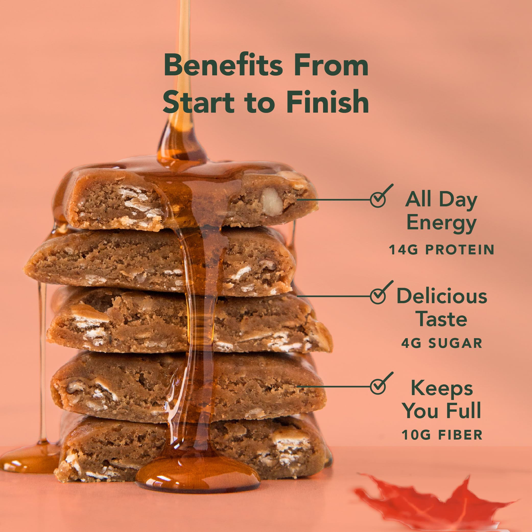 ALOHA Maple Sea Salt bar nutrition facts: 14g protein, 10g fiber, 5g sugar, clean ingredients
