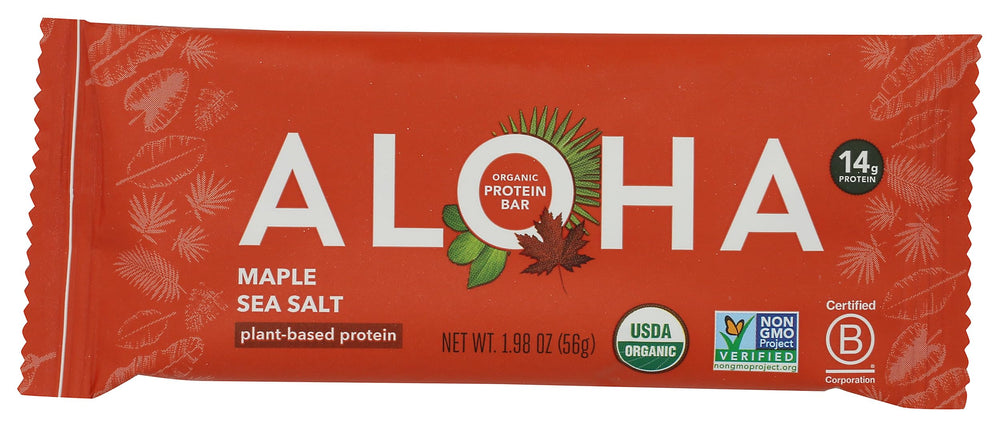 ALOHA maple sea salt protein bar, wrapped for on-the-go fueling and quick snacking.