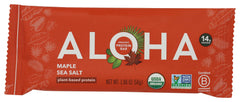 ALOHA maple sea salt protein bar, wrapped for on-the-go fueling and quick snacking.