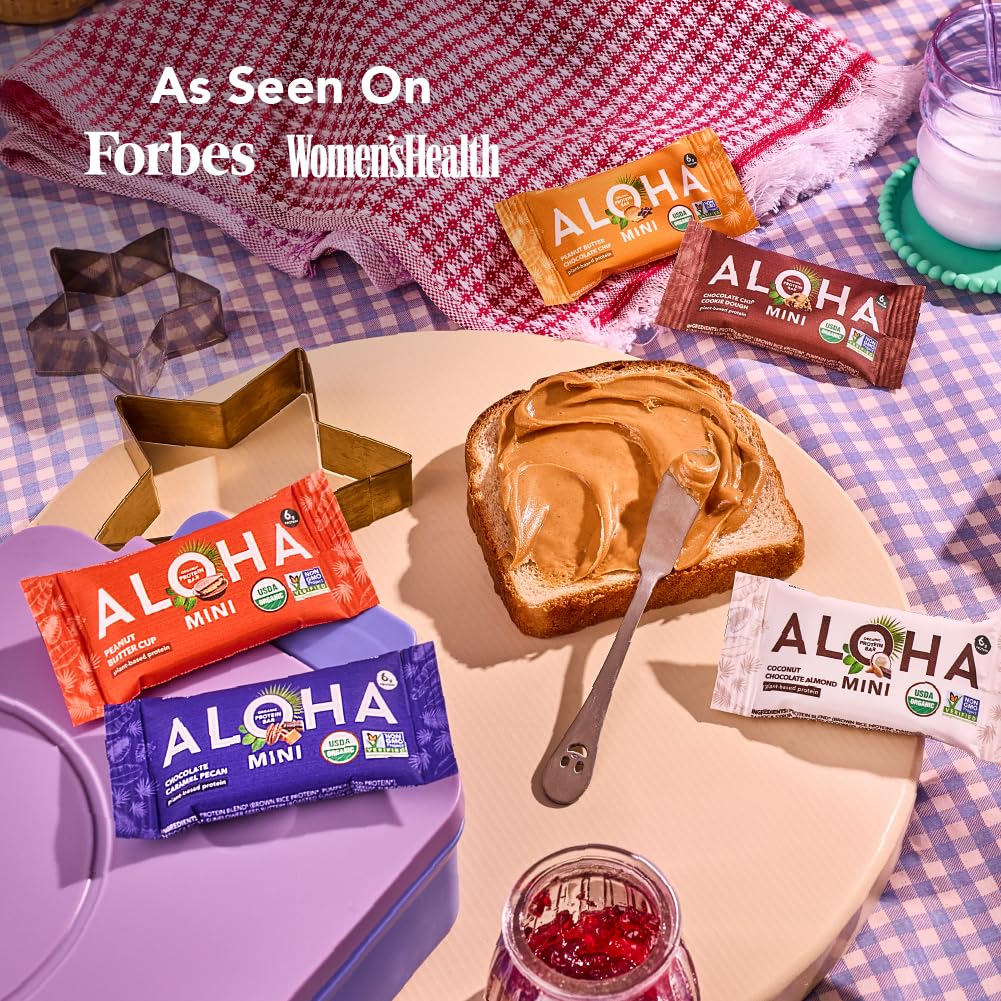 On-the-go ALOHA MINIS snack pack in a bag for travel.