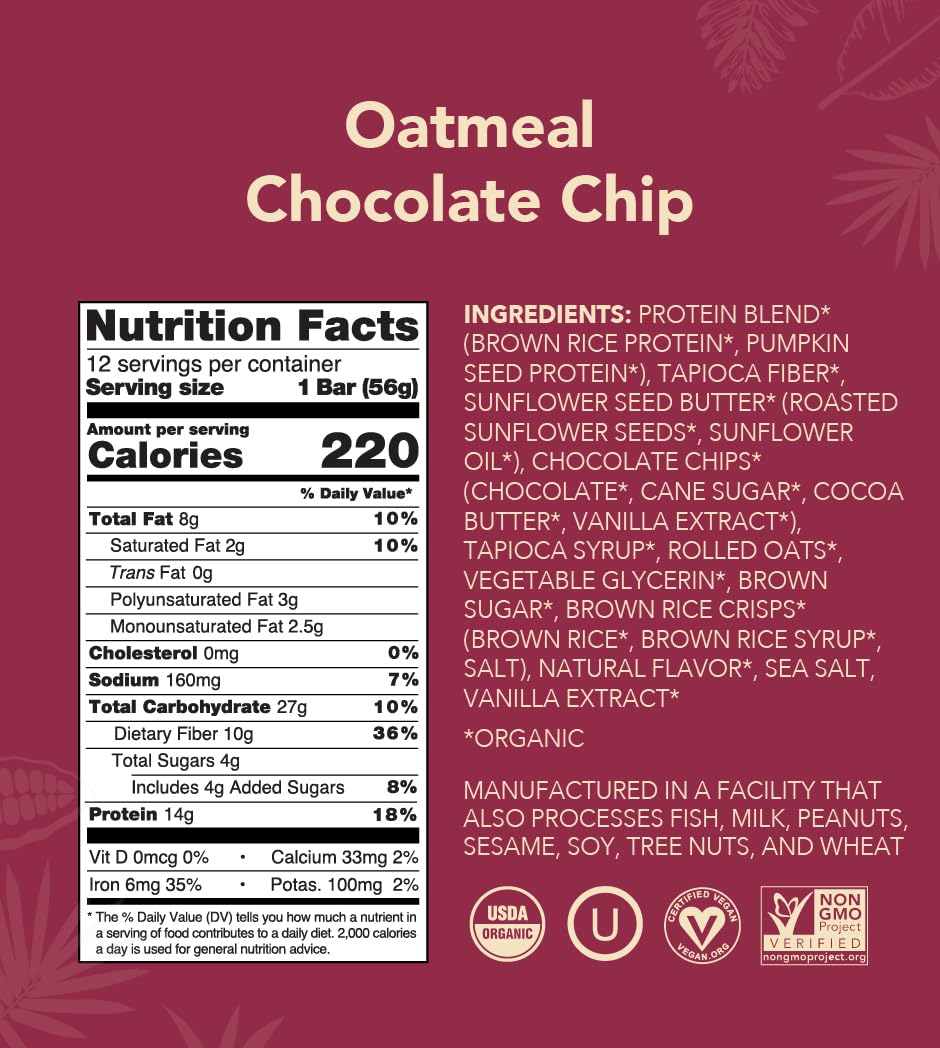 ALOHA bar on the go breakfast option featuring oatmeal chocolate chip