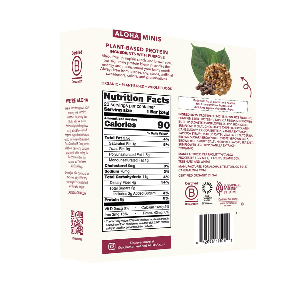 ALOHA MINIS bars lined up for a quick protein-rich bite