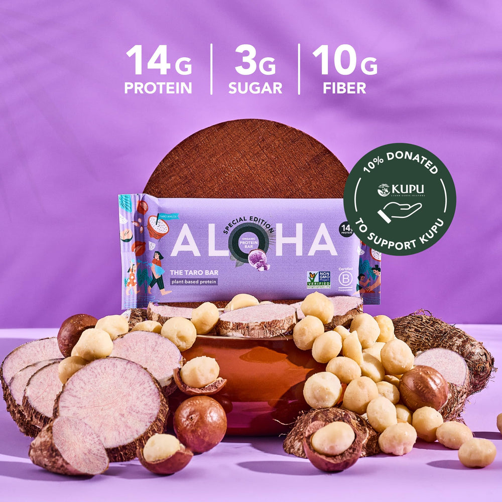 ALOHA Taro Bar vanilla notes paired with macadamia crunch