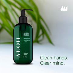 ALŌH hand-gel being rubbed on hands with smooth texture.
