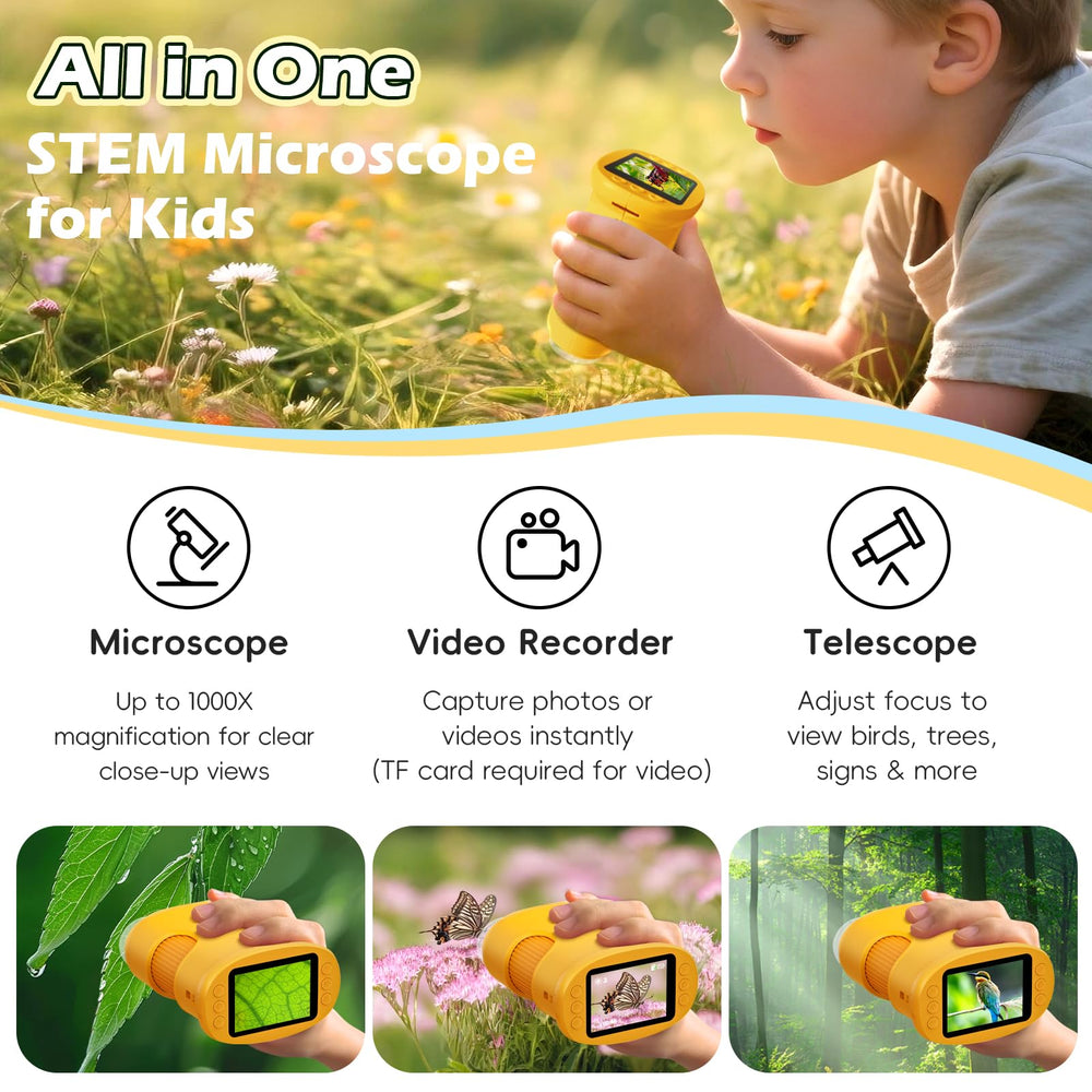 Portably sized Alotwan microscope fits small hands for on-the-go exploration.