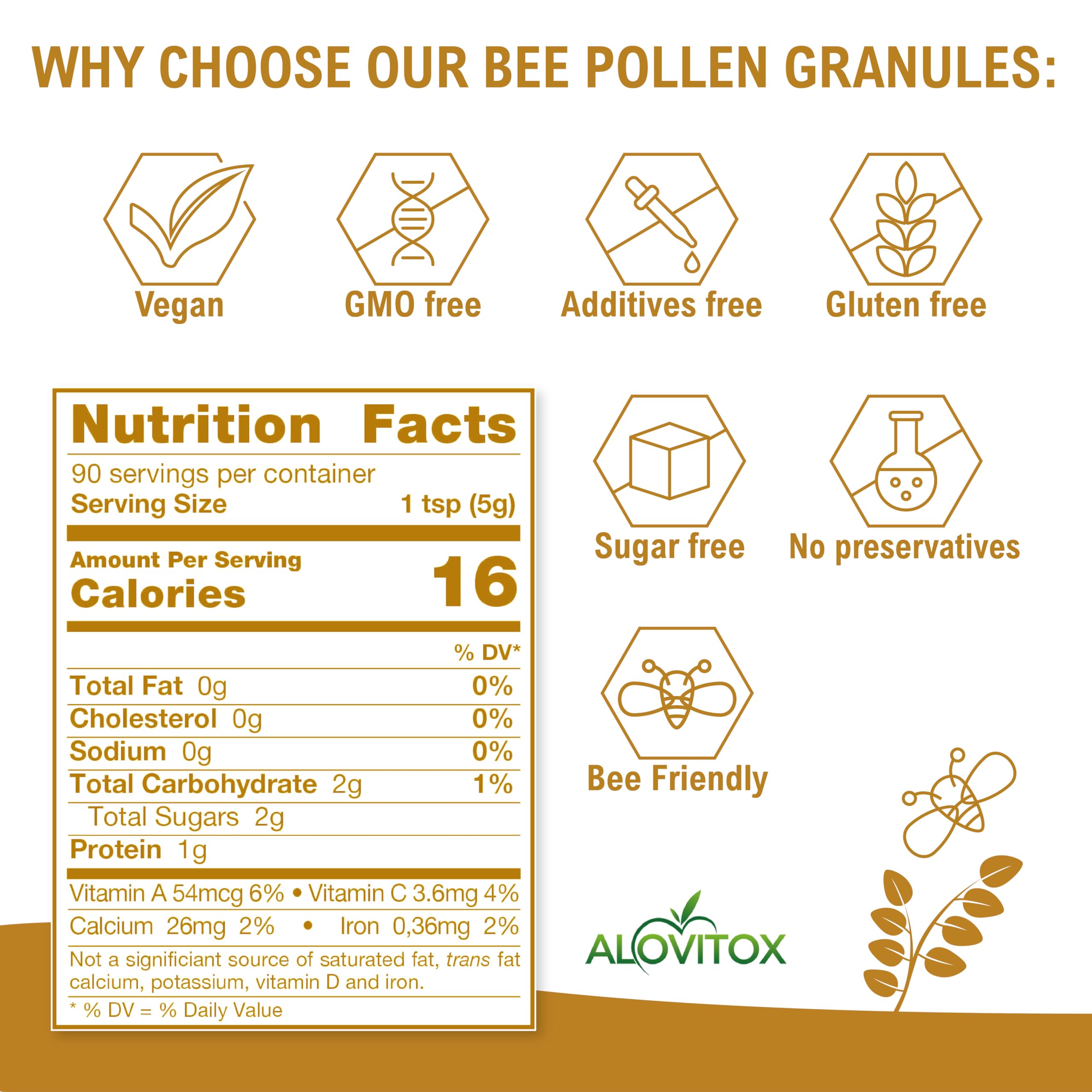 Alovitox Bee Pollen granules in yogurt for texture and vitamins