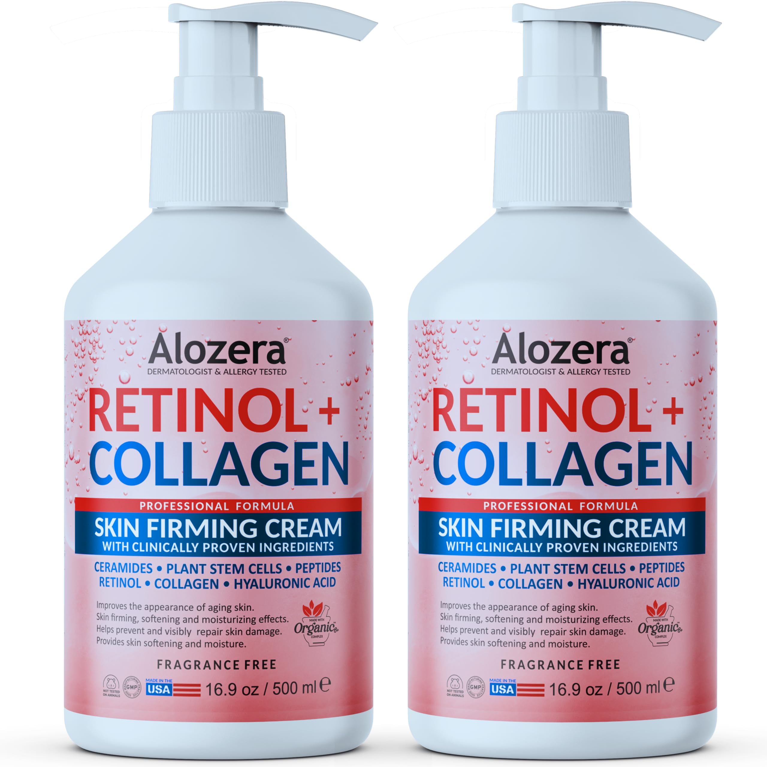 Alozera 16.9 oz two-pack display showcases value and practical skincare.