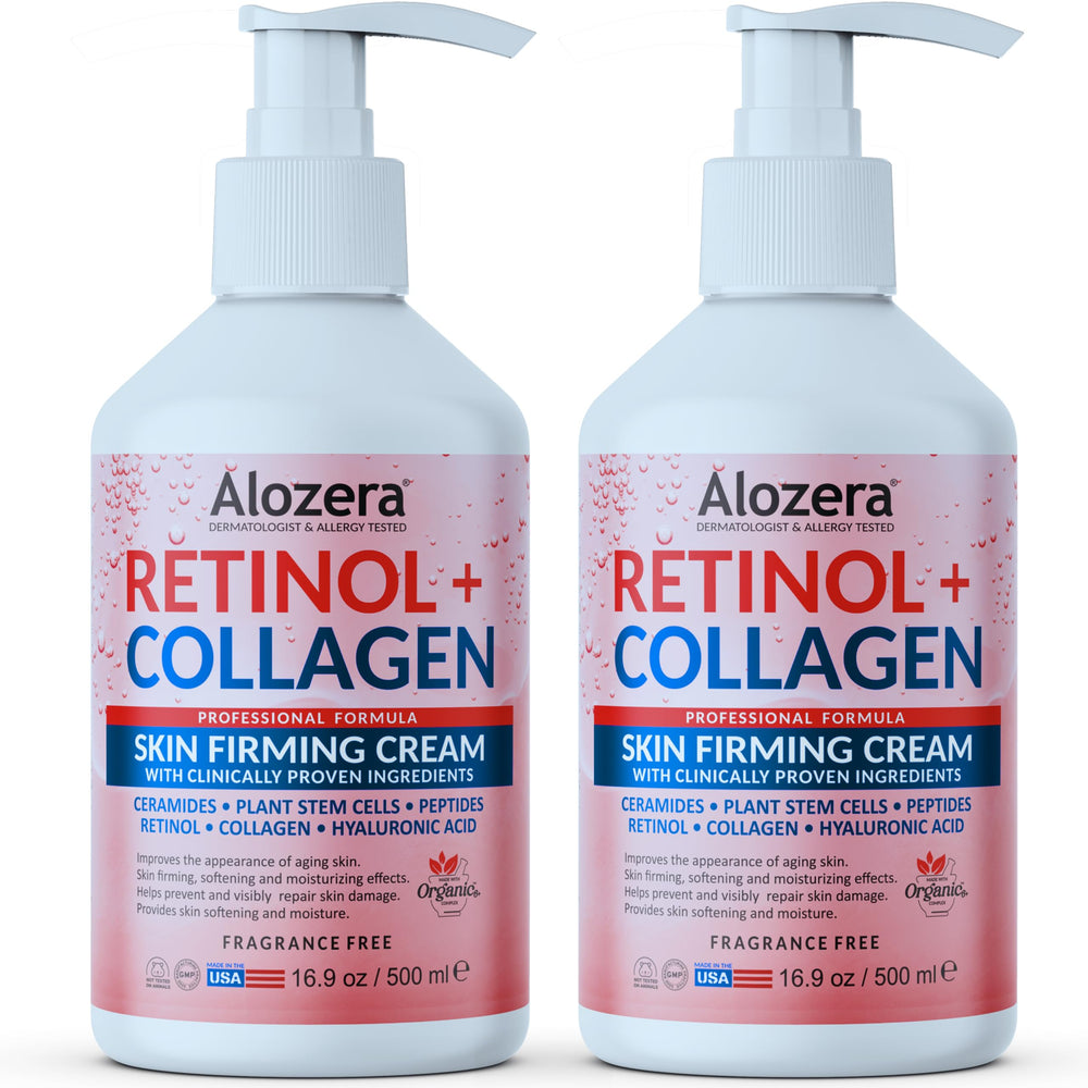 Alozera 16.9 oz two-pack display showcases value and practical skincare.