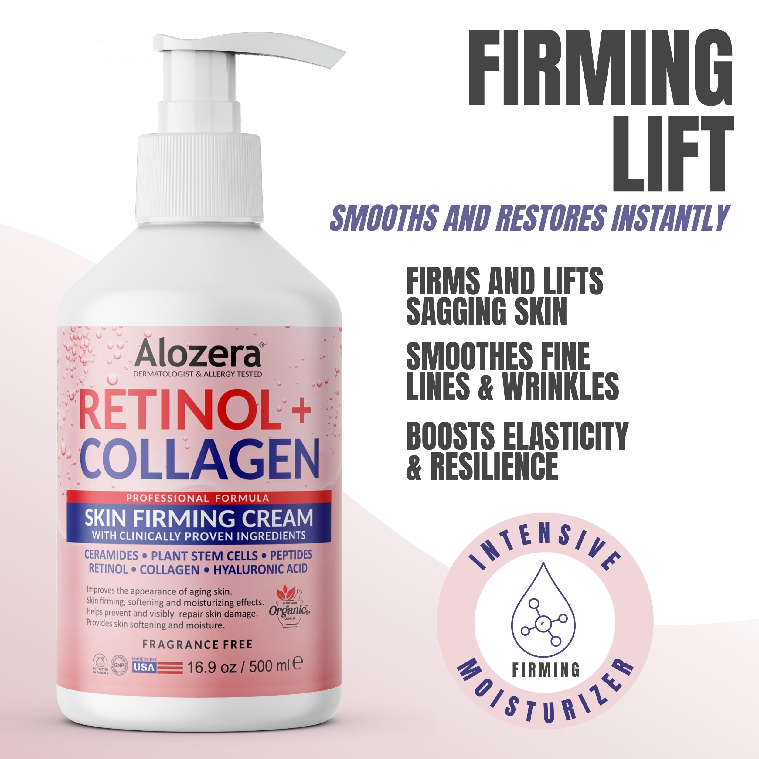 Alozera retinol lotion texture swirl demonstrates rich hydration for dry skin