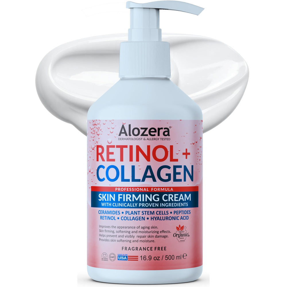 Alozera Skin Firming Retinol Lotion bottle front for visible firming support