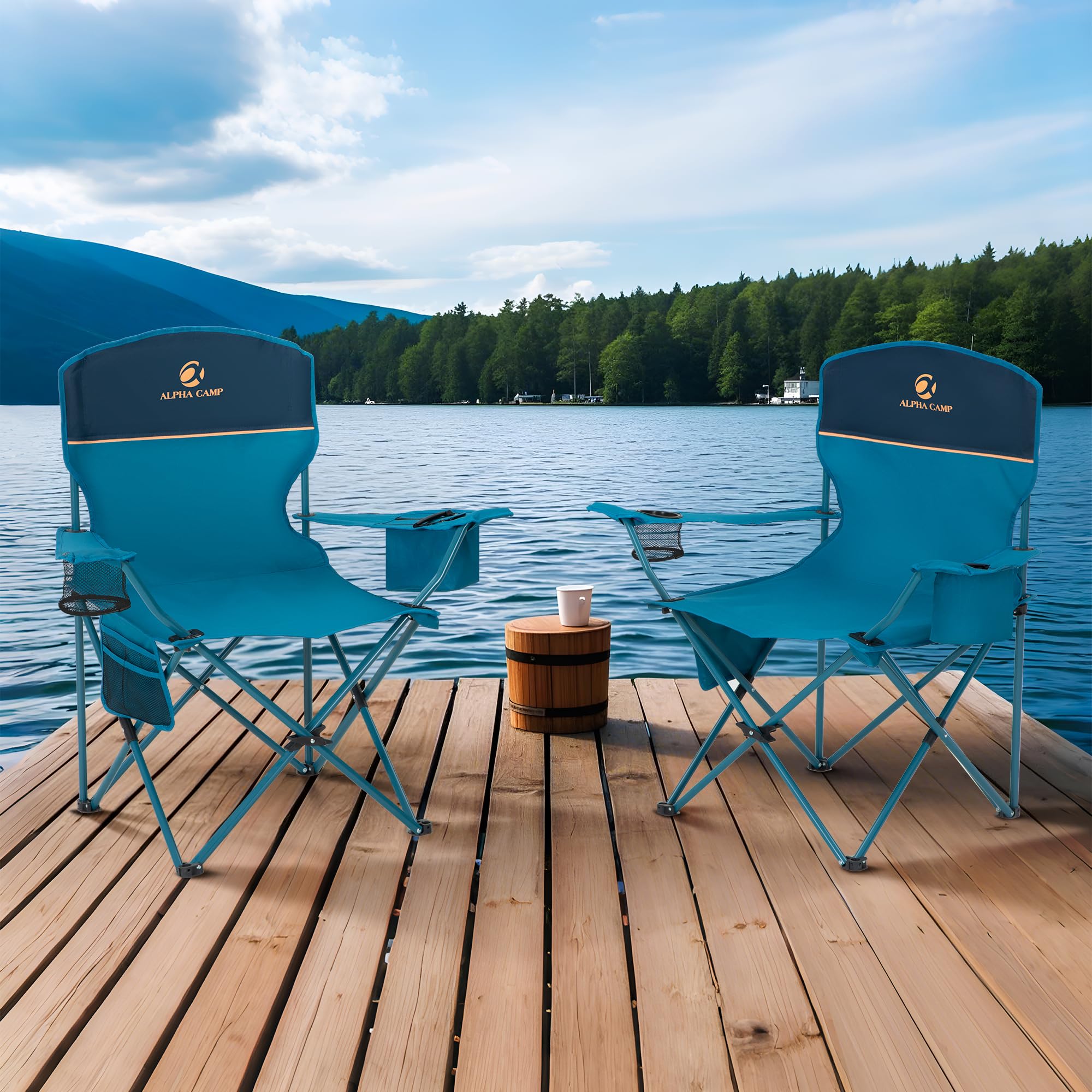 ALPHA CAMP chairs set up side by side for a comfortable outdoor gathering.