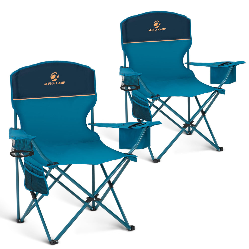 ALPHA CAMP camping chairs 2-pack folded in carrying bag for easy transport.