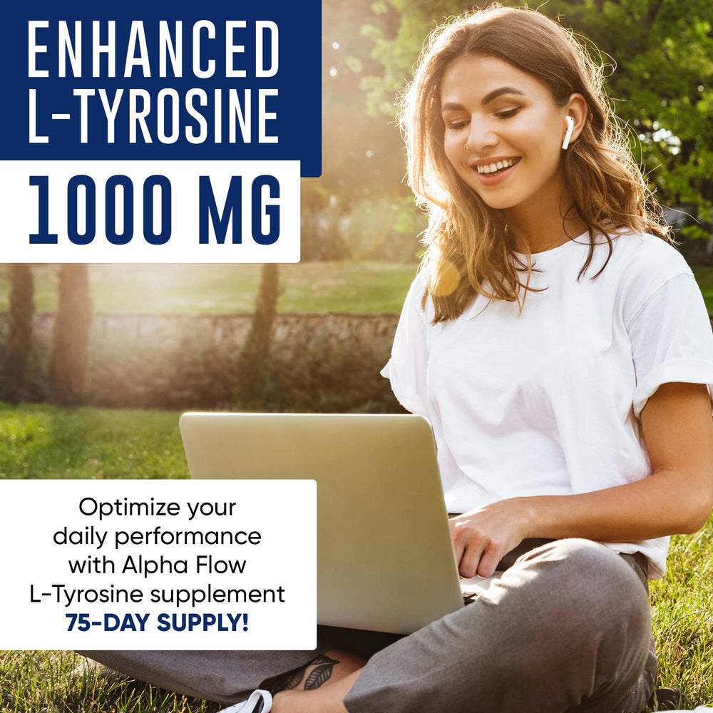 Alpha Flow L Tyrosine capsules for everyday focus during busy days.
