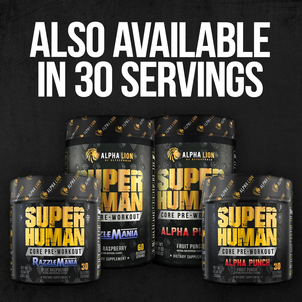 Close-up of ALPHA LION Core Pre-Workout label detail