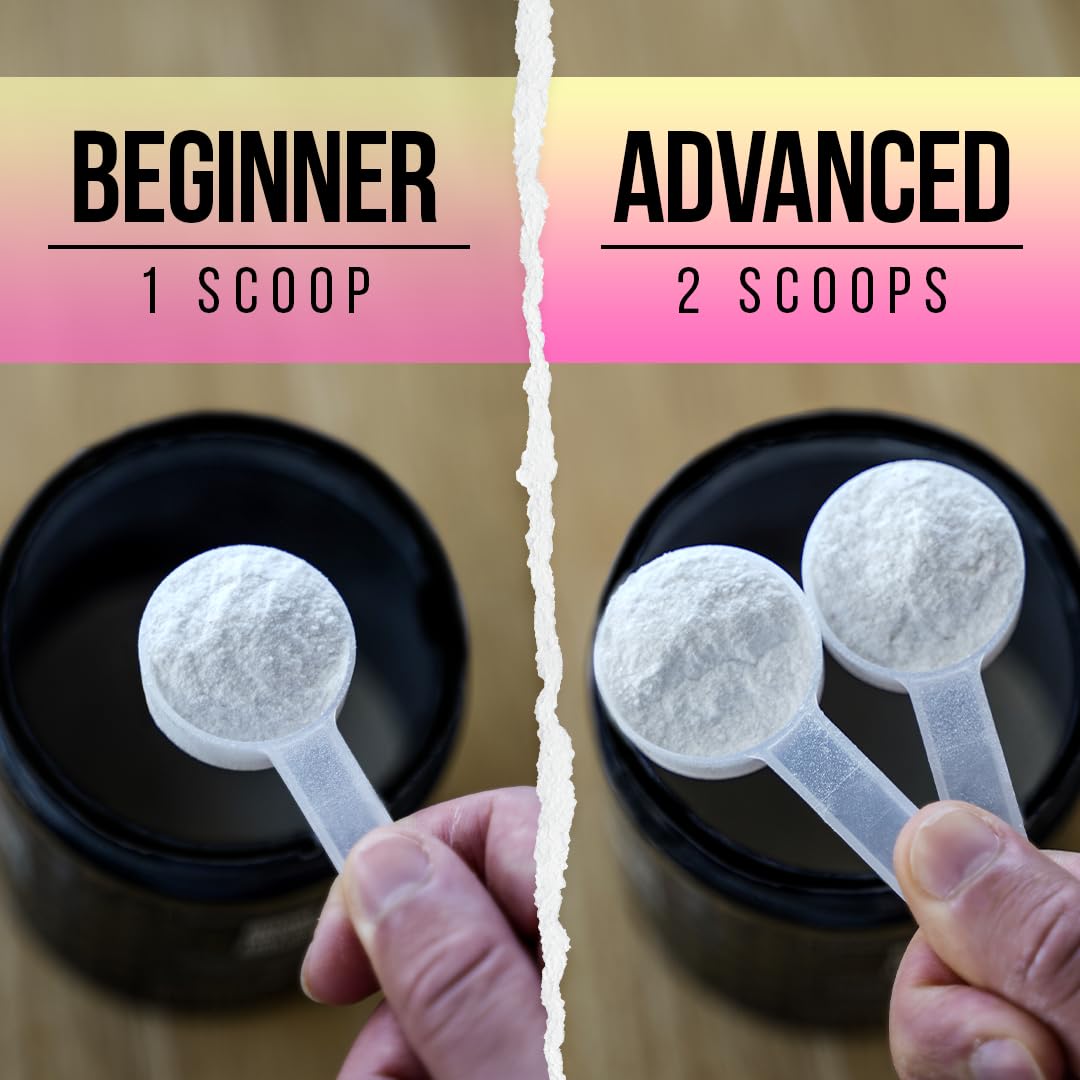 Core Pre-Workout scoop beside a glass for easy pre-training use.