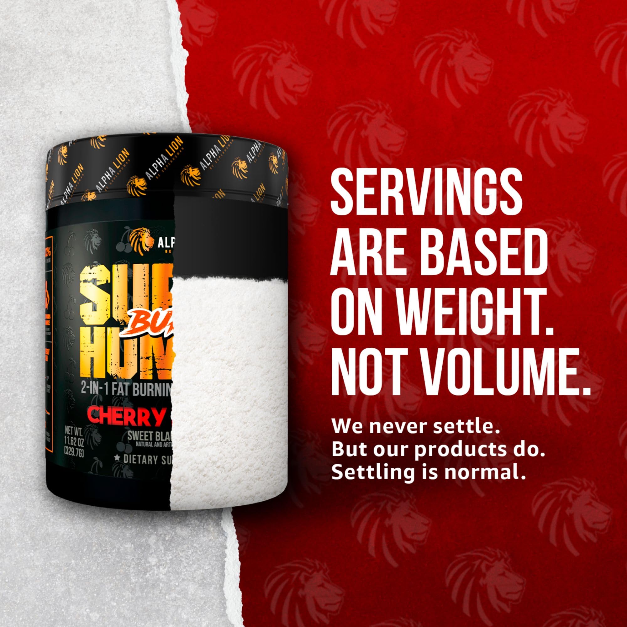 ALPHA LION Superhuman Burn gym-use image signals endurance and pumps.