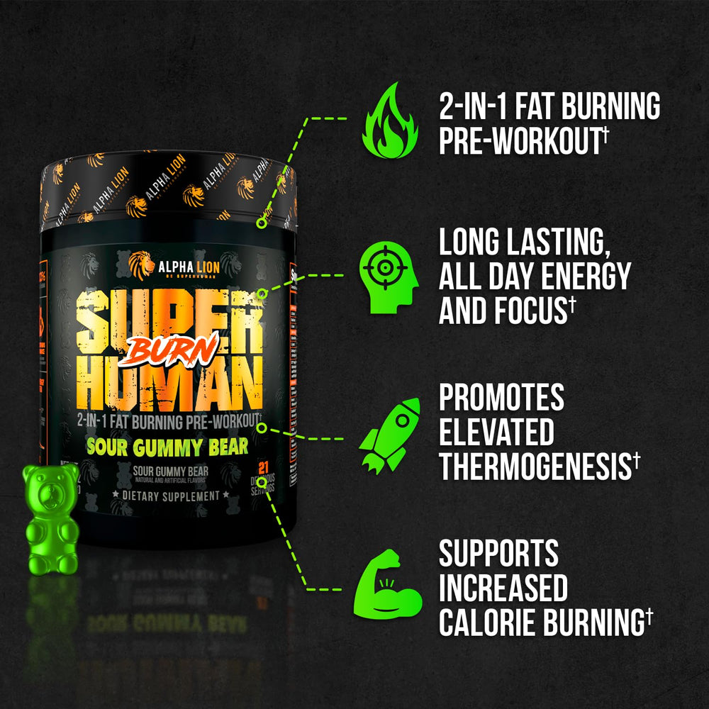 ALPHA LION Superhuman Burn in a gym setting ready to train.