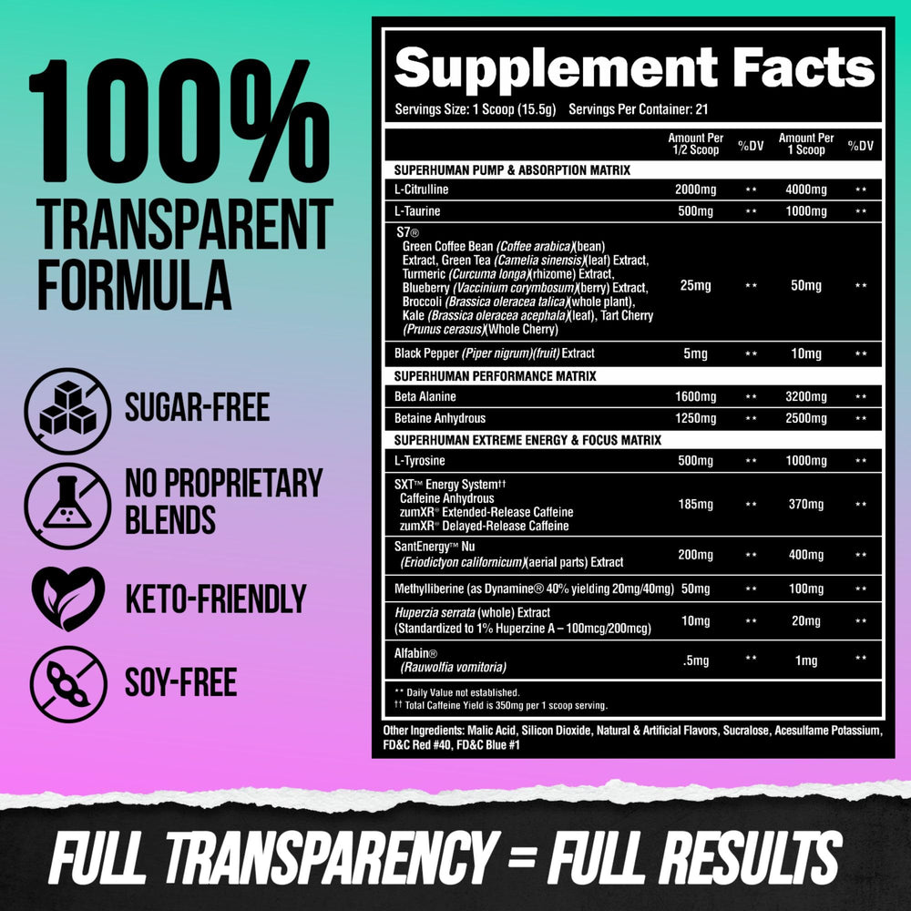 ALPHA LION Superhuman Extreme serving image suggests efficient dosing during workouts